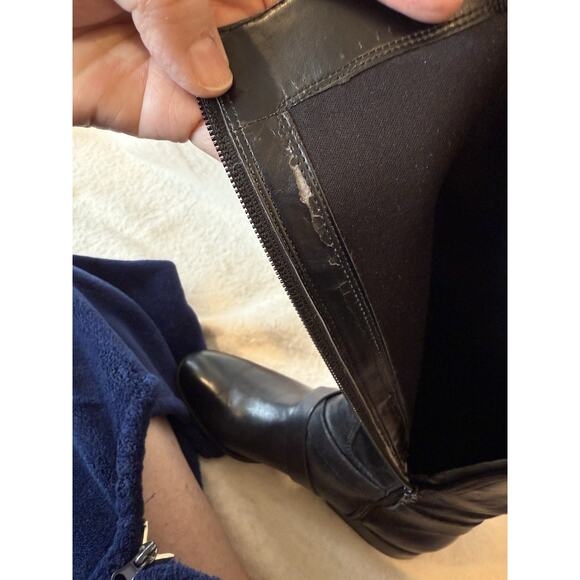 Nine West Women’s 10 Blogger Harness Riding Boots Mid Calf Black Leather Preppy - Picture 12 of 13